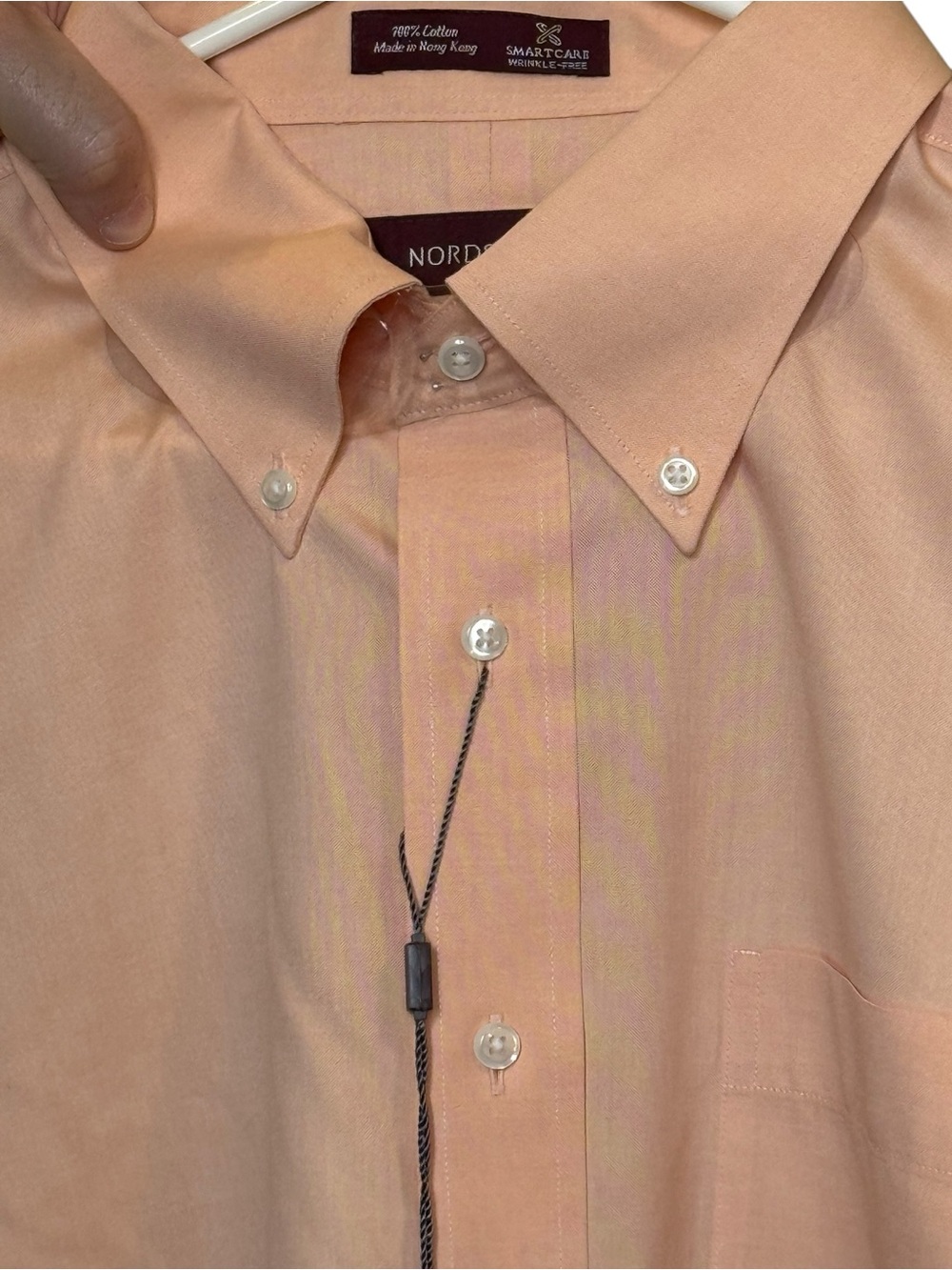 Nordstrom Smartcare NWT Peach Wrinkle-Free Button Down Dress Shirt 17-33 - Picture 4 of 8